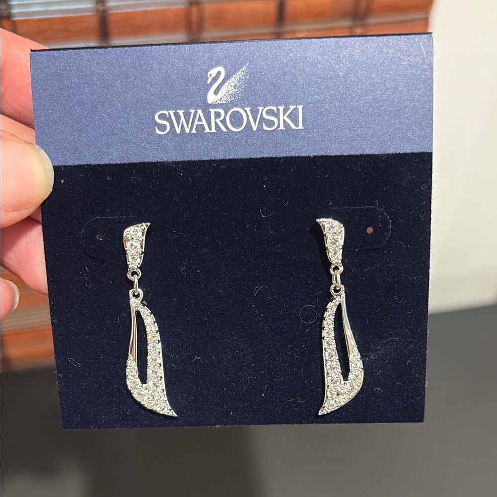 Swarovski Silver Geometric Drop Earrings